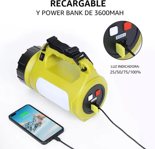 Miniatura 5 de Linterna LED recargable LE, elementos esenciales de camping, 1000 lm, 5 modos de luz, banco de energía, impermeable IPX4, linterna para emergencias