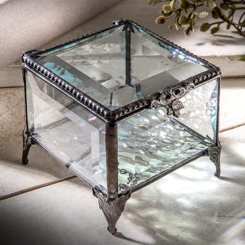 Miniatura 4 de J Devlin - Caja de cristal biselado transparente decorativa para joyas, caja 326