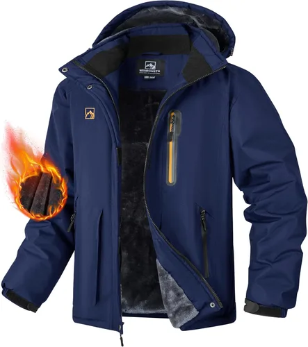 Miniatura 9 de WENRONSTA Chaqueta de esquí para hombre, abrigo de invierno, cálido, impermeable, rompevientos, montaña, snowboard, con capucha, senderismo, traval