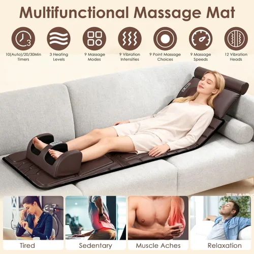 Miniatura 2 de KOCASO Alfombrilla de masaje de cuerpo completo de piel sintética, almohadilla multifuncional para silla de masaje con temporizador de calor