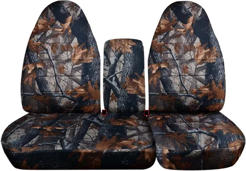 Miniatura 17 de Cubiertas para asiento de camioneta con diseño de camuflaje para 2001-2003 Ford F-150 (Asiento dividido 40/60 frontal) con consola, descansacabezas