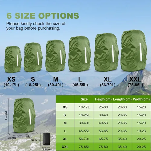 Miniatura 8 de LAMA Mochila impermeable para lluvia, reflectante, antipolvo, antirrobo, ciclismo, senderismo, campamento, viajes, actividades al aire libre