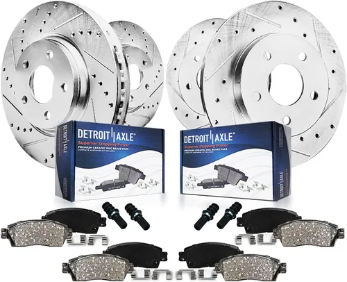 Miniatura 18 de Detroit Axle - Kit de frenos para Acura TSX 2009-2010 Honda Accord 2008-2011 Rotores de freno perforados y ranurados Pastillas de freno de cerámica