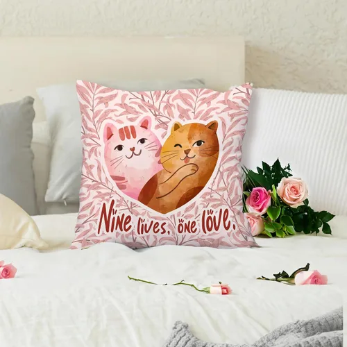 Miniatura 3 de Fundas de almohada rosas con diseño floral de San Valentín, regalos para mujeres, novias, parejas, amantes de los gatos, divertidas fundas