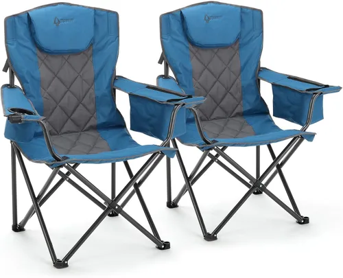 Miniatura 12 de ARROWHEAD OUTDOOR Silla plegable portátil de lujo para campamento con reposacabezas, portavasos y vidrio, enfriador de 6 latas, bolsa de transporte