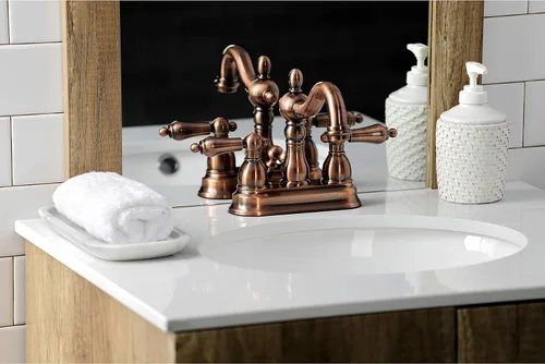 Miniatura 7 de Kingston Brass KB160ALAC Heritage - Grifo de baño central de 4 pulgadas, cobre antiguo