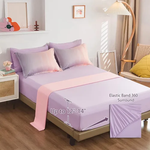 Miniatura 4 de Dinjoy Juego de edredón para niñas, tamaño individual, colorido, azul, rosa, morado, arcoíris, juego de ropa de cama de 6 piezas en una bolsa