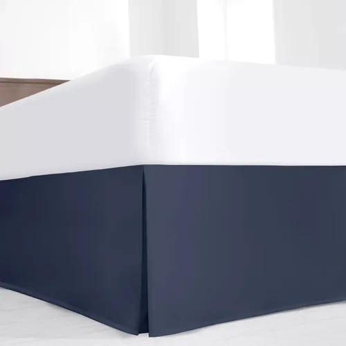 Miniatura 5 de Falda plisada de lujo para cama individual con esquinas divididas, caída a medida de 16 pulgadas, fácil ajuste, volantes plisados contra el polvo