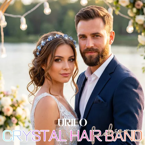 Miniatura 6 de Urieo Diadema de cristal con gemas azules, accesorio para el cabello de diamantes de imitación para mujer