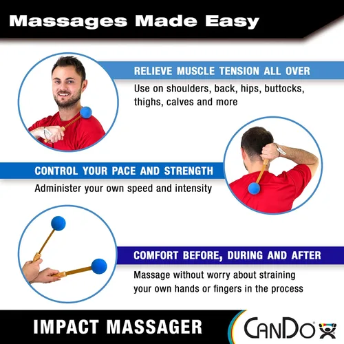 Miniatura 3 de CanDo Masajeadores de Percusión Paquete de 2 Masaje Manual con Pelota, Herramientas de Masaje de Palo Flexible para Músculos Doloridos, Espalda