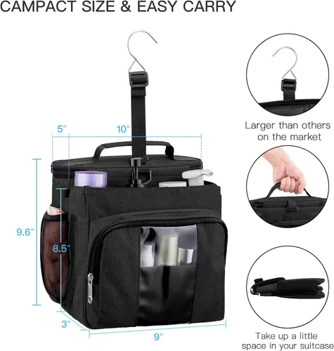 Miniatura 5 de Bukere Bolsa de ducha portátil para dormitorio universitario, compartimiento separado, gran capacidad, base de malla de secado rápido, bolsa de baño