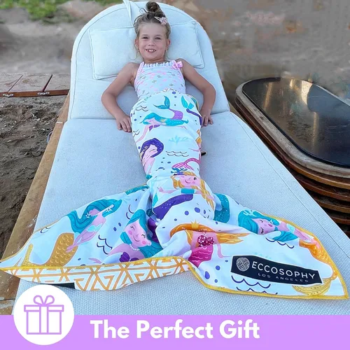 Miniatura 5 de ECCOSOPHY Toallas de playa y bolsa de microfibra para niños de 60 x 30 pulgadas para niñas y niños - Toallas de piscina de secado rápido - Manta
