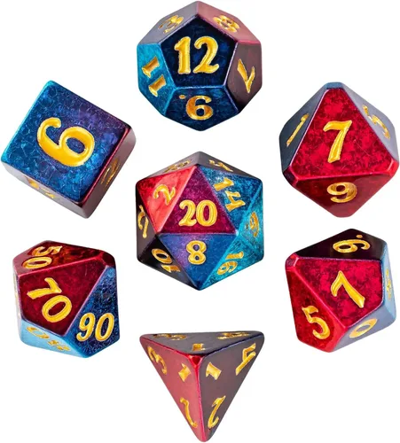 Miniatura 46 de Juego de dados de resina para DND, juego de 7 dados poliédricos negros D&D rellenos con papel de colores brillantes para juegos de rol