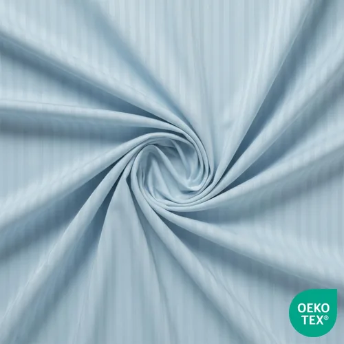Miniatura 3 de Feather & Stitch - Sábana bajera ajustable de 100 % algodón, tejido satén de damasco, transpirable a rayas, sábana elástica para colchón de 18