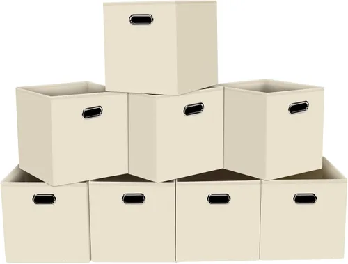 Miniatura 32 de Contenedores de almacenamiento de tela, organizadores de tela con asa, cubos plegables para almacenamiento de tela o accesorios, 11 x 11 x 11 Naranja