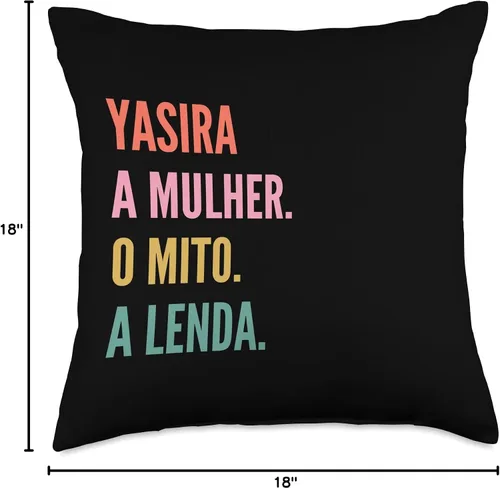 Miniatura 4 de Designs De Nomes Engraçados Para Mulher Divertido cojín portugués con diseño de nombre Yasira, 18 x 18 pulgadas, multicolor