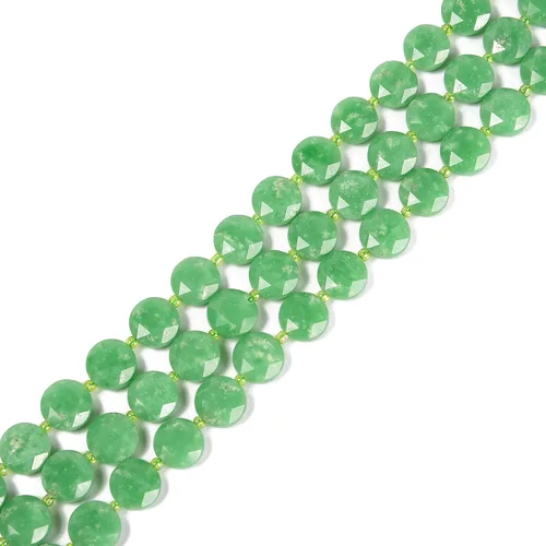 Miniatura 2 de JM Design Hexagrama verde de la jadeíta que corta las cuentas facetadas de la moneda tamaño 39.4 ft m 15.5" filamento para la fabricación