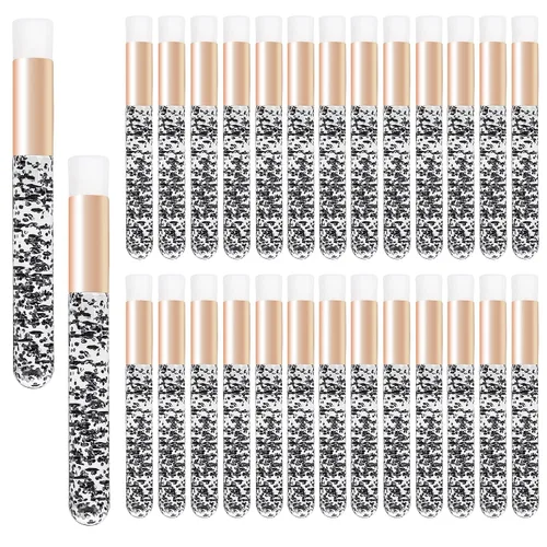 30 cepillos de champú para extensiones de pestañas de cristal con purpurina con contenedor, herramienta removedor de cepillos para puntos negros,