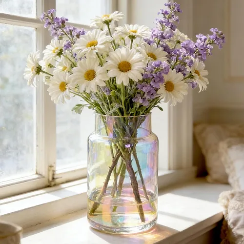 Miniatura 15 de BLOFLO - Jarrón de vidrio transparente, florero grande de vidrio de 7 pulgadas para flores, jarrones modernos de vidrio grueso para centros de mesa