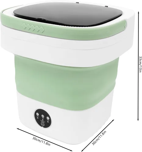 Miniatura 7 de Lavadora portátil de 12 l, mini lavadora, plegable de gran capacidad, diseño de rueda de lavado de manos simulado/función de luz azul para limpieza