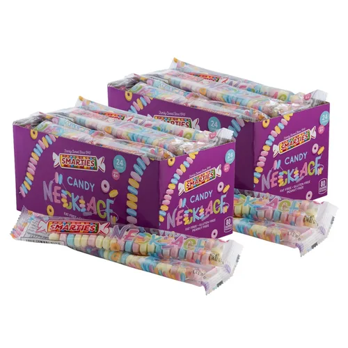 Miniatura 9 de Smarties Collar de caramelo – Caramelo a granel envuelto individualmente – Sin gluten y vegano, sabor a fruta, caramelo duro en cuerda elástica