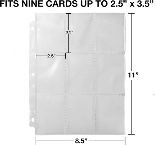 Miniatura 3 de Samsill Paquete de 200 fundas para tarjetas coleccionables de 9 bolsillos, capacidad para 1800 tarjetas, transparente, cabe en carpeta estándar de 3