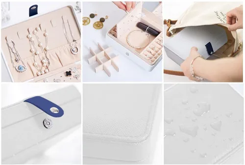 Miniatura 5 de CHYA Joyero pequeño para mujeres y niñas, estuche organizador de joyas de viaje de piel sintética, soporte portátil para almacenamiento de joyas