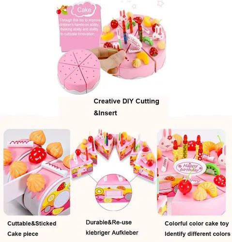 Miniatura 3 de Juego de 38 piezas de decoración de pastel de fiesta de cumpleaños de corte de bricolaje, juego de comida de cocina para corte de frutas, regalo