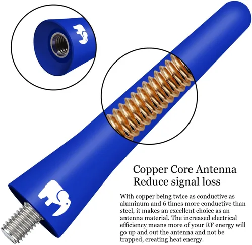 Miniatura 3 de ONE250 Antena de núcleo de cobre corto de 2.5 pulgadas, compatible con motocicletas Harley Davidson, Street Glide, Road Glide, Road King, Electra