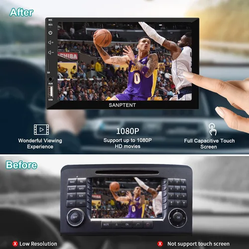 Miniatura 4 de Receptor de audio de radio para auto de doble DIN para Apple Carplay, Android Auto, Mirror Link, pantalla táctil de 7 pulgadas, cámara de reversa