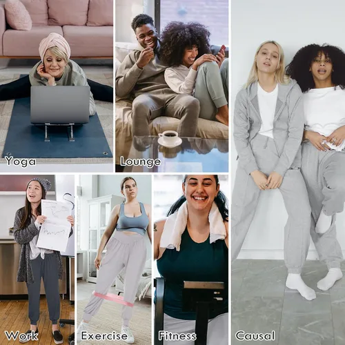 Miniatura 6 de SICVEK Pantalones deportivos de cintura alta para mujer, pantalones holgados cruzados, suaves, cómodos, pantalones de yoga con bolsillos
