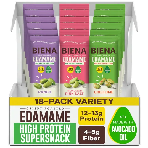Miniatura 11 de Biena Edamame Beans Snacks ricos en proteínas, aperitivos saludables de oficina para adultos y niños, 0.53 onzas de proteína, 130 bajas en calorías