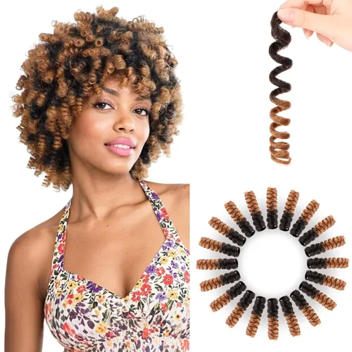 Miniatura 10 de BECUS Extensiones de cabello corto y rizado con trenzas de ganchillo para mujeres negras, paquete de 3 extensiones de cabello rizado de 10 pulgadas
