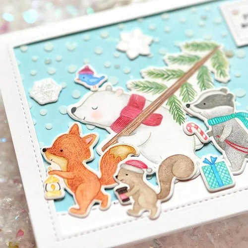 Miniatura 4 de Christmas Greetings - Juego de sellos y troqueles transparentes para hacer tarjetas, plantillas cortadas para álbumes de recortes, álbum de fotos