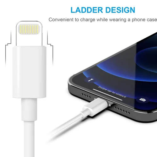 Miniatura 4 de AZMOGDT Paquete de 5 cargadores para iPhone con certificación MFi de Apple, 6/6/6/10/10 pies, cable Lightning largo de carga rápida, cable de carga