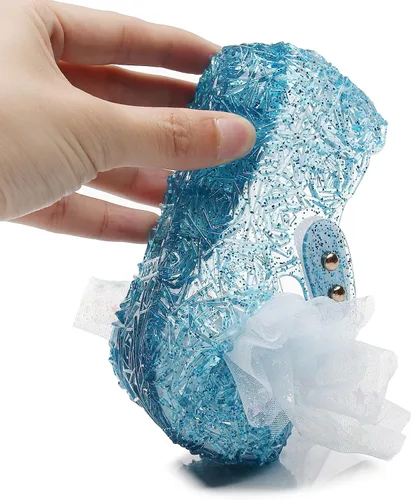 Miniatura 8 de OMGard Zapatos de gelatina para niñas, sandalias de cumpleaños de princesa de reina de la nieve para niñas pequeñas, sandalias azules con purpurina