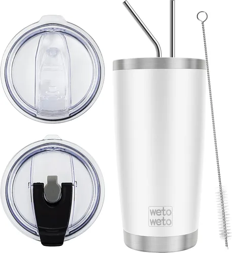 Miniatura 41 de WETOWETO - Vaso de viaje con aislamiento de 20 onzas, de acero inoxidable, con doble pared, a prueba de fugas, taza de café con revestimiento
