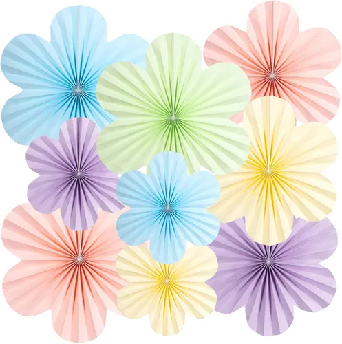 Miniatura 10 de SUNBEAUTY Abanicos de papel dorados y negros para fondo de fiesta de té, boda, primavera, cumpleaños, aula, baby shower, Halloween, decoración
