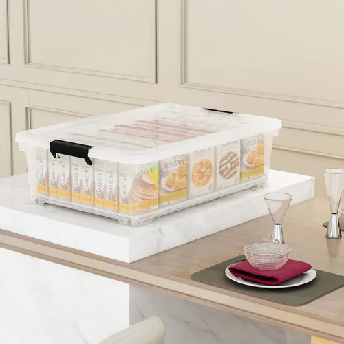 Miniatura 7 de Contenedor de almacenamiento transparente de 26 cuartos de galón, caja de almacenamiento de plástico debajo de la cama, contenedor de almacenamiento