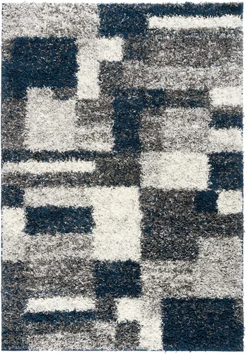 Miniatura 3 de Rugshop Alfombra de felpa de cuadros modernos desgastados azul marino, no desprende pelusa, suave para sala de estar, comedor y oficina, 7 pies 10