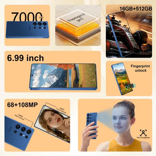 Miniatura 3 de OEJBK I25 Ultra: Powerhouse 16GB/512GB, batería de 2 días de 7000mAh, enorme teléfono Android 14 de 6.99 pulgadas con lápiz capacitivo incorporado