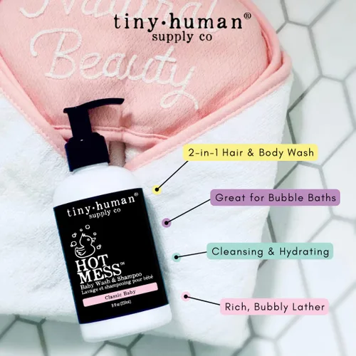 Miniatura 2 de Tiny Human Supply Co Hot Mess Baby Wash & Shampoo, Classic Baby, 8 onzas (paquete de 1) pH equilibrado, ingredientes naturales, sin sulfatos