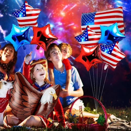 Miniatura 6 de Zhanmai 12 globos patrióticos de águila del 4 de julio, globos de Estados Unidos, rojo, blanco y azul, decoraciones de fiesta de aniversario del 250