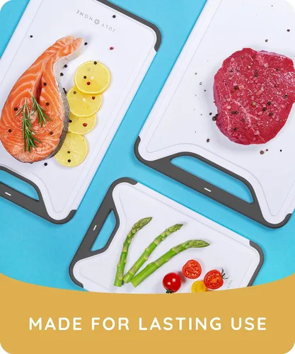 Miniatura 3 de Tabla de cortar para cocina, tabla de cortar de plástico, tabla de cortar apta para lavavajillas con ranuras para jugos para carne, verduras, Negro