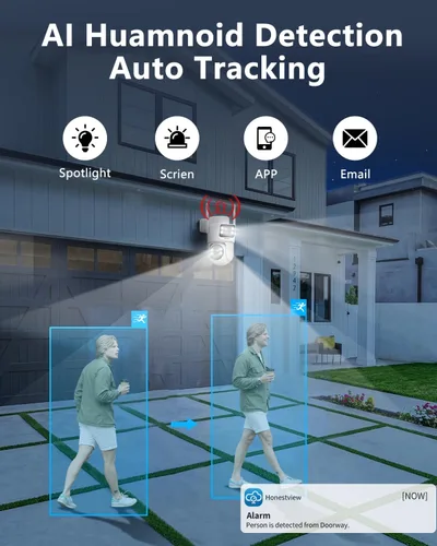 Miniatura 5 de Sistema de cámara de seguridad inalámbrica de doble lente de 4 MP, NVR WiFi de 16 canales con 2 cámaras, 4 antenas un 55% más de alcance, fijo +