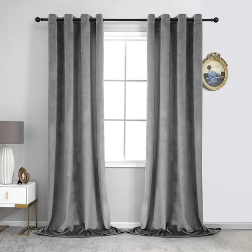 Miniatura 11 de VANASEE Cortinas de terciopelo gris oscuro para dormitorio, 63 pulgadas de largo, cortinas opacas para oscurecer la habitación, cortinas