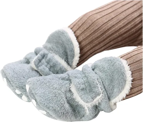 Miniatura 3 de Botas de nieve para bebés y niñas, para invierno, cálidas, para recién nacidos, zapatos antideslizantes, Gris, 12-18 meses