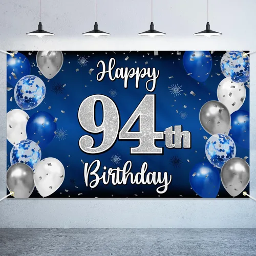 Miniatura 66 de Decoraciones de Feliz 11º Cumpleaños, Globo Azul y Plateado Grande Pancarta de Fondo de Cumpleaños, Brindemos por Once Años Suministros de Fiesta