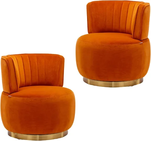 Miniatura 9 de Silla giratoria de terciopelo, sillón giratorio tapizado de 360 grados, moderno y cómodo sillón redondo para sala de estar pequeña, dormitorio