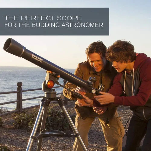 Miniatura 7 de Celestron – Telescopio AstroMaster 70AZ – Telescopio refractor – Óptica de vidrio totalmente recubierta – Trípode de altura ajustable – Paquete
